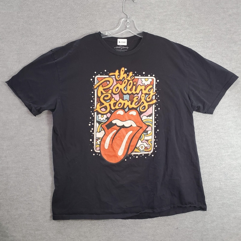 The Rolling Stones Men Shirt 2XL Black Rainbow Clouds‎ Dream Graphic Tee
